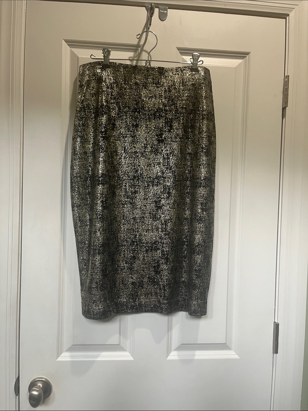 Alfani Metallic Black & Gold Pencil Skirt